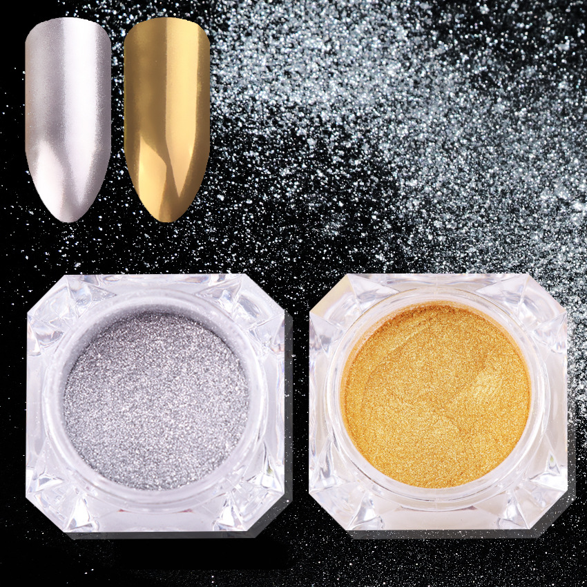 跨境专供美甲闪粉金银色魔镜粉电镀粉极细镜面银粉 金银色闪粉1克