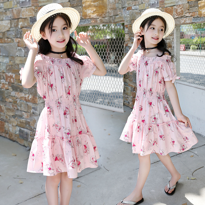 Children's foreign style floral skirt cotton dress