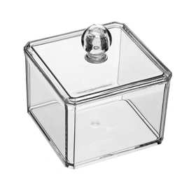 侨丰有盖简约透明桌面收纳盒塑料防尘方形卫生棉化妆品收纳盒子