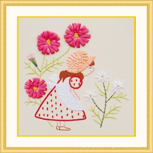 Oujin fábrica cinta bordado artesanal DIY niño estudiante hecho a mano flor temporada chica bordado DIY Cruz puntada