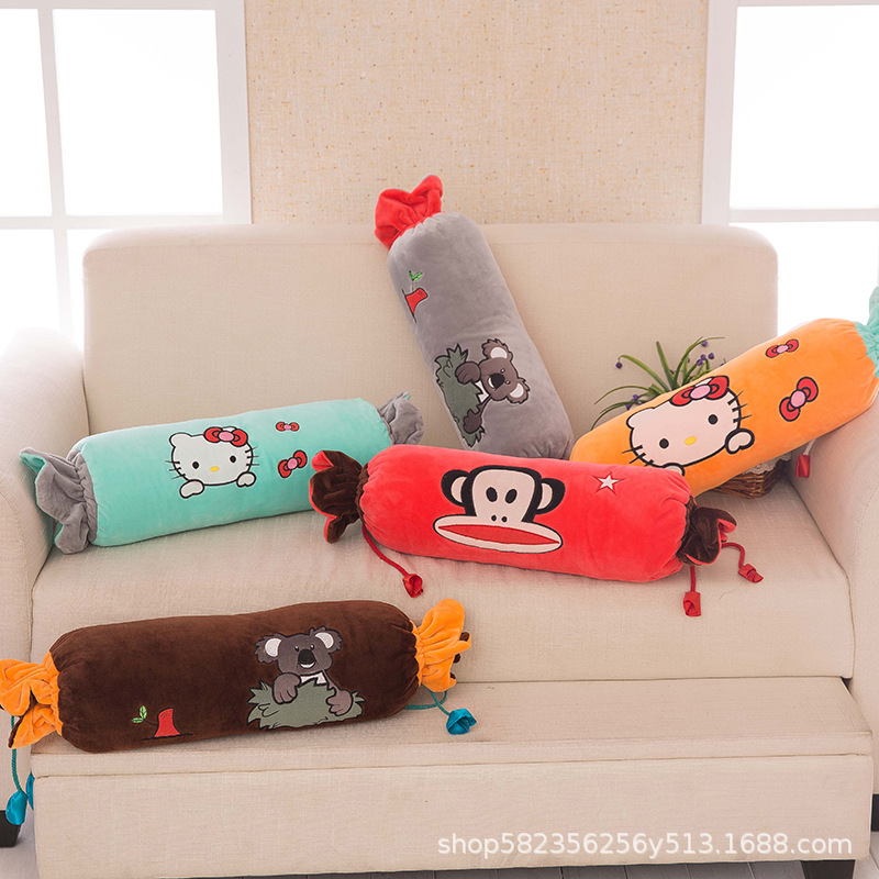 厂家直销糖果空调被毛绒玩具 卡通午睡毯 两用抱枕被 一件代发