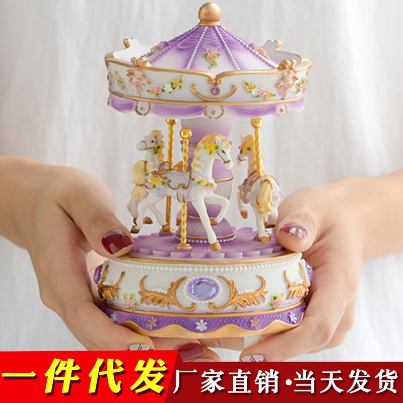 Factory direct lights carousel music box wholesale music box birthday gift home decoration a generation of hair