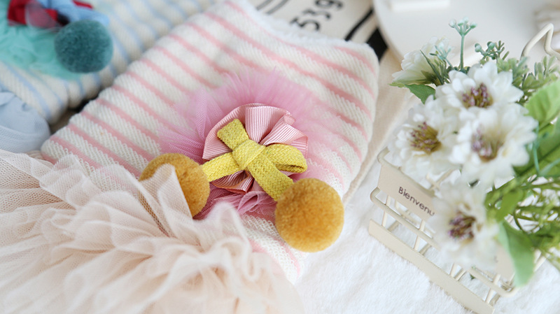 大毛球条纹纱纱裙