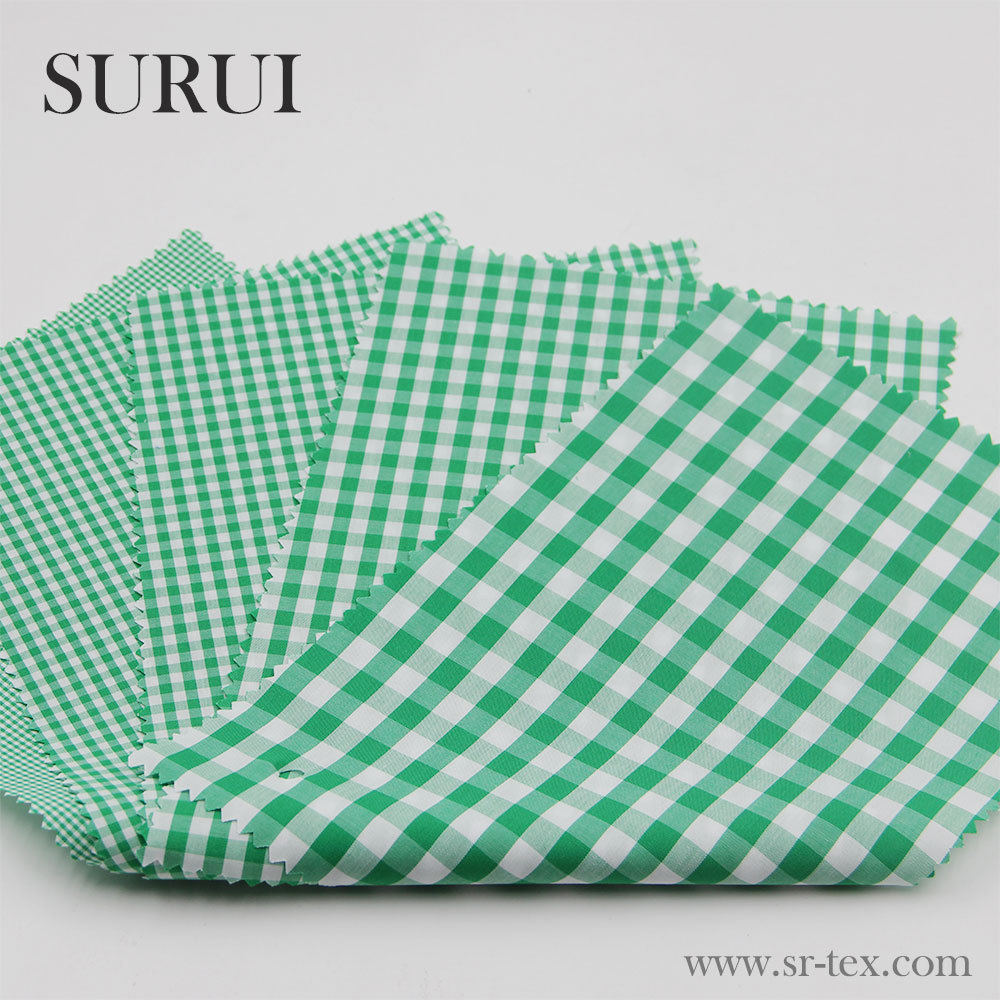 速瑞纺织 新款  草绿格子色织布  商务男士衬衫面料供应