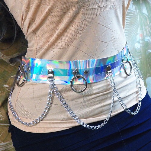 European and American original Tough girl sexy laser colorful leather waist chain lovers trend belt jewelry belt