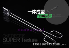 Factory-direct, extra-thick food tongs—26cm long BBQ and grill utensils, hotel-grade stainless steel food clamps, charcoal tongs.