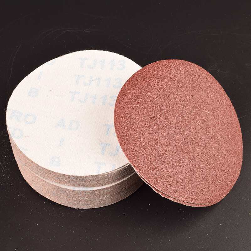 背絨圓盤砂紙紅砂自粘式JB-5拉絨片5寸125mm植絨圓形砂紙片砂碟