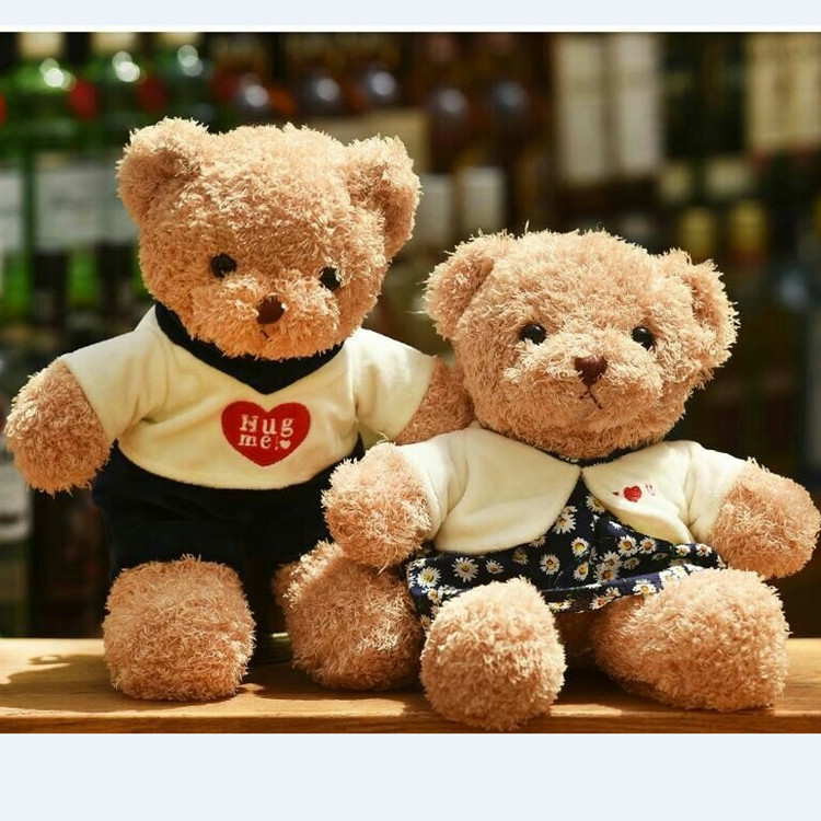 情侣穿衣熊毛绒玩具 泰迪熊抱枕 毛衣熊公仔布娃娃送女友生日礼物|ms