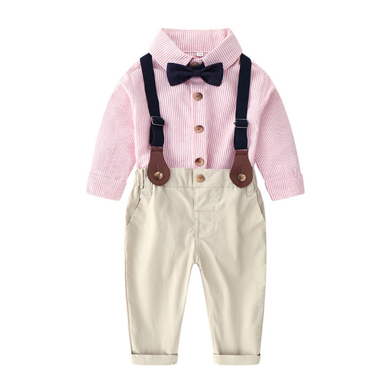 Korean Version Of The Baby Set Children's Clothing Long-sleeved Shirt Bib Two-piece Set display picture 2