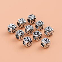 925纯银泰银首饰配件 0-9方形隔珠 数字方块珠子 手工DIY串珠材料