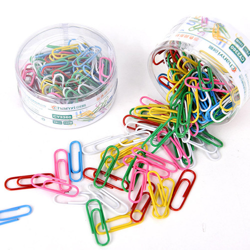 Chuangyi CY3359 office supplies nickel-plated paper clips metal paper clips 29mm 150 pieces boxed manufacturer wholesale