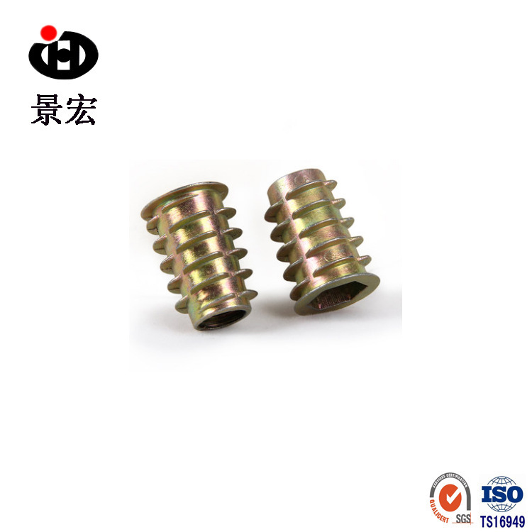 内外牙螺母 M6家具螺母   锌合金带介螺母  家具带刺螺母