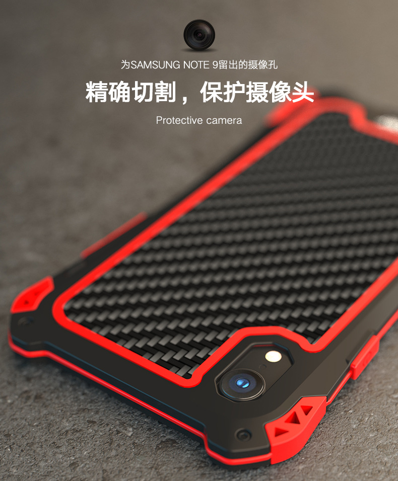 R-Just Amira Heavy Duty Dirtproof Shockproof Rainproof Aluminum Metal Bumper Carbon Fiber Back Cover Case for Apple iPhone XS Max & iPhone XR & iPhone XS