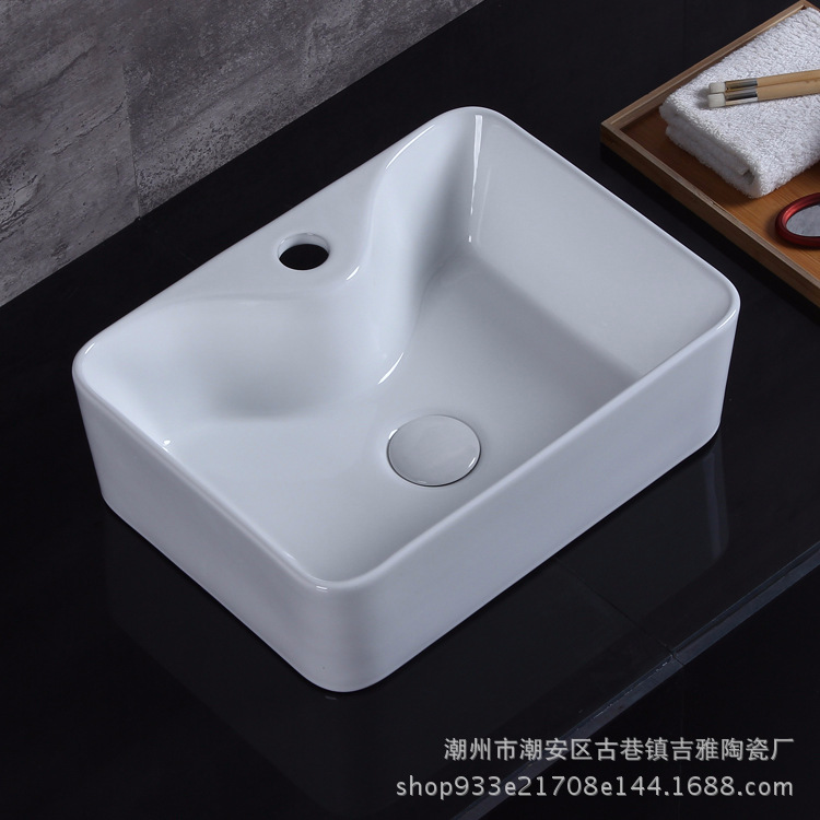 Venta al por mayor cuadrado blanco mesa de cerámica cuenca cuarto de baño lavabo mesa Simple cuenca 5776A Cuenca del arte