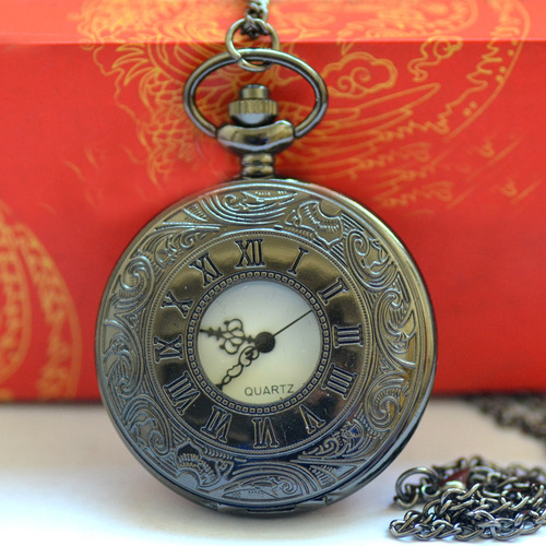 Cross-border Roman scale pocket watch dropshipping manufacturer wholesale large quartz pocket watch 6000-1
