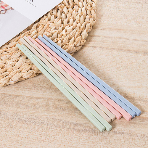 Eco-friendly plastic wheat straw tableware set, portable spoon, fork, and chopsticks set of three, wheat bowl, plate, and dish set of six