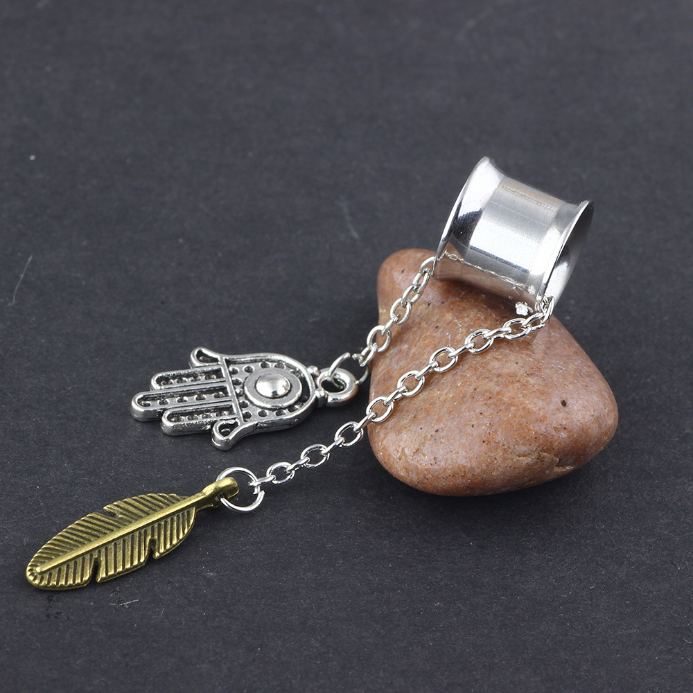 New Pendant Auricle Stainless Steel Ear Expansion Body Piercing Jewelry Palm Ear Plug detail image 7