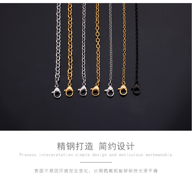 Couple Gender PVD Coated 18K Gold Plated Geometric Titanium Steel Fashion Waterproof Non Tarnish Necklace