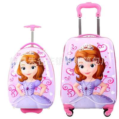 兒童拉杆箱蛋型16寸圓形卡通禮品定制logo旅行登機行李皮拖箱批發