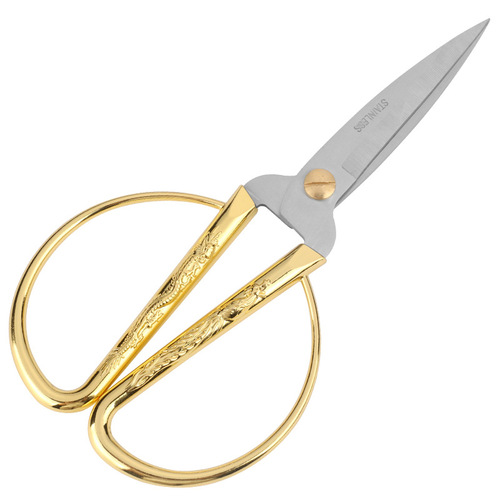 Stainless steel dragon and phoenix scissors zinc alloy handle tailor scissors festive ribbon cutting auspicious scissors diamond gift household scissors