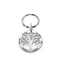s925纯银钛钢刻字生命树首饰个性化名字亚马逊钥匙扣圣诞树饰品