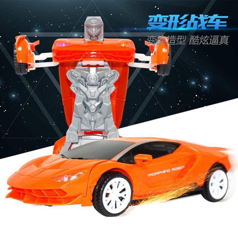 new pattern Electric universal Deformation car Toys children lighting music automatic deformation automobile robot Stall Best Sellers