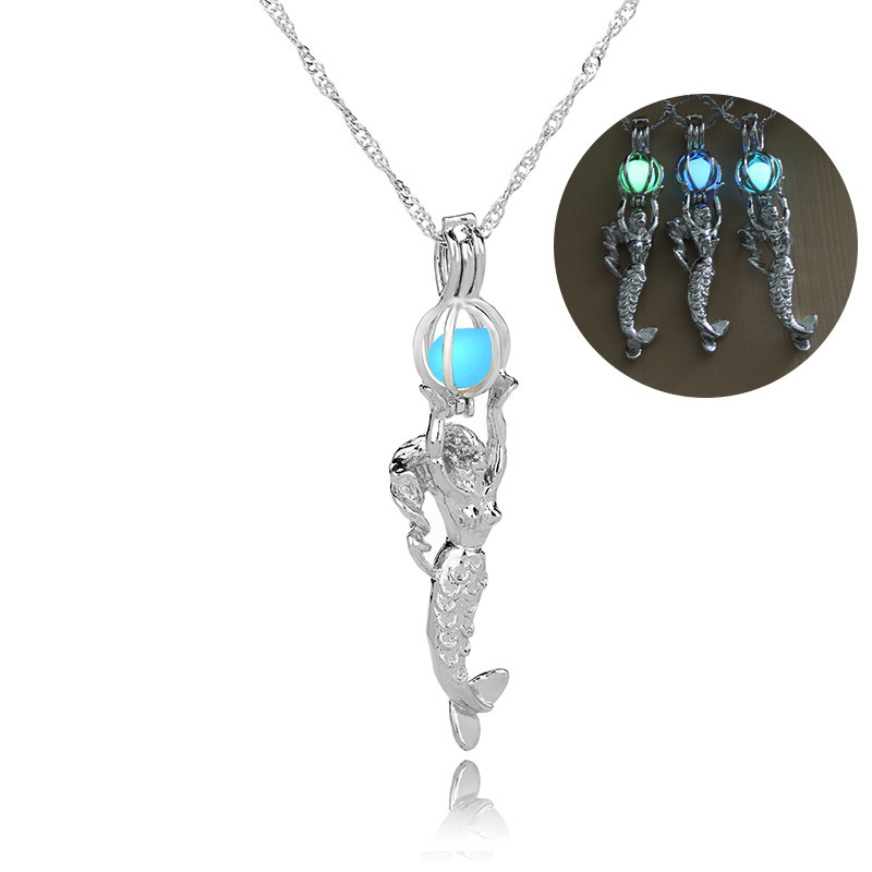 Hot Sale Luminous Cage Fashion Openable Pendant Halloween Luminous Jewelry alloy Necklace