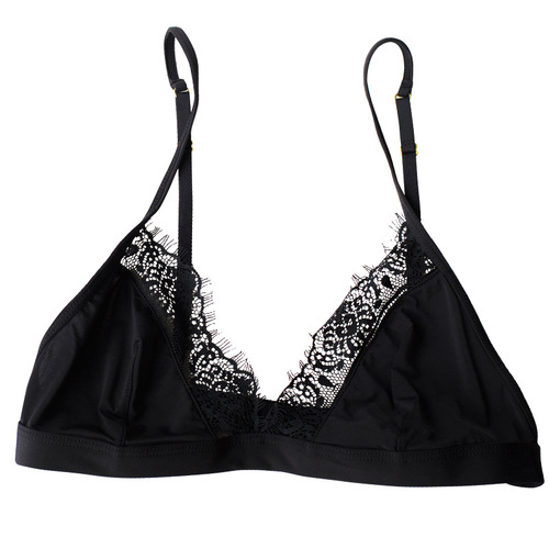  Braless Pad Nightclub Sexy Lace Edge Breathable Lace Underwear Women Bikini Triangular Cup Bra Summer