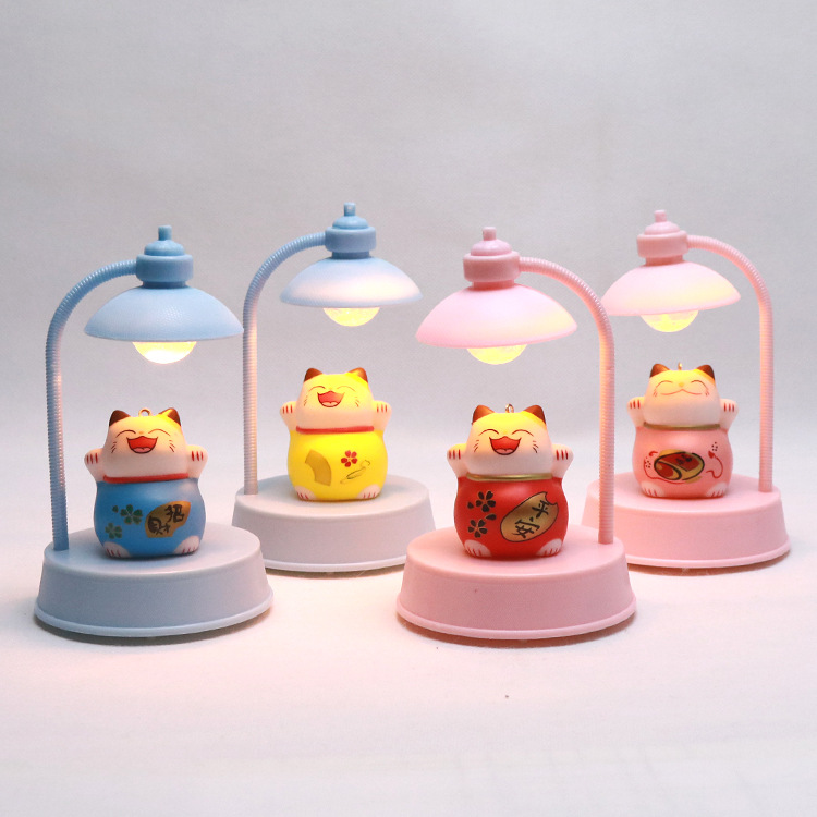 Fortune cat led Night light Bedside lamp bedroom Mini energy conservation Music lights student Nightlight Table lamp