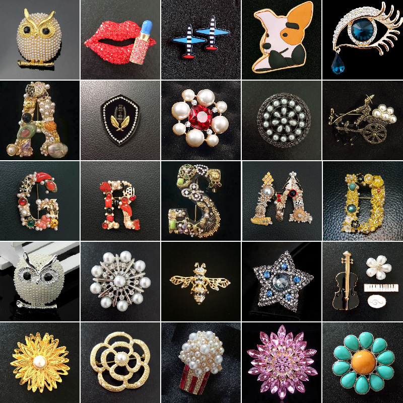 品牌折扣工厂尾货新款蜜蜂饰品五角星镶钻别针字母配饰胸花女