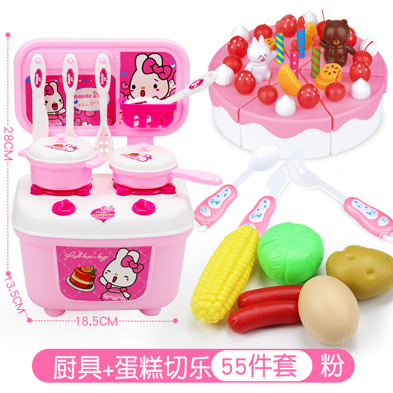 tuscom 1 set children girl toy role play mini simulation kitchenware tableware cookware