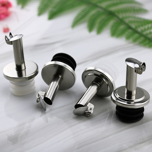 Manufacturer wholesale stainless steel oil bottle stopper 3.2cm diameter automatic lid silicone wine stopper supports formulation
