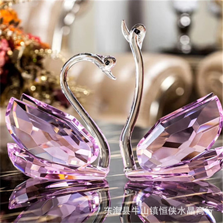 水晶天鹅  结婚礼物高档送情侣生日礼品  酒柜电视柜摆件家居饰品