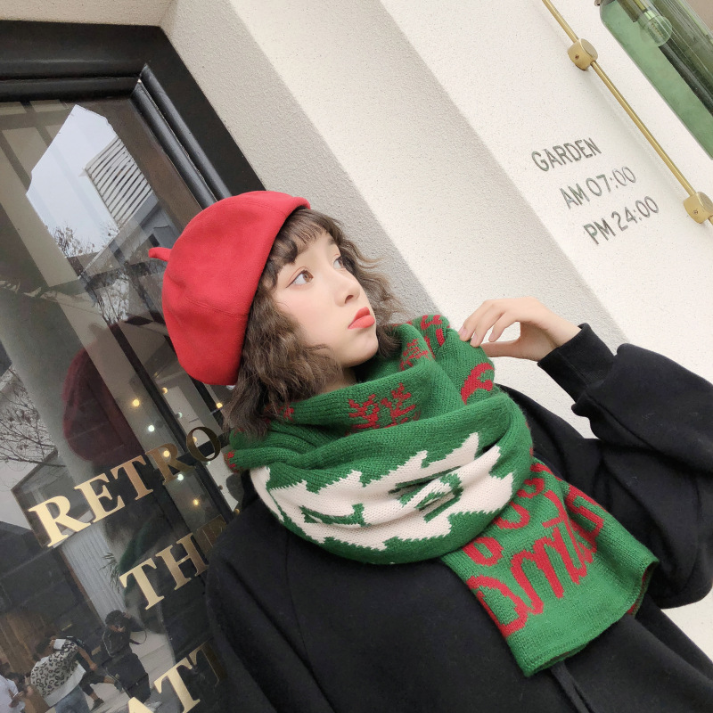 Paire de châles chauds en tricot d'hiver de Noël pour sœurs et étudiantes, écharpe douce, cadeau de Noël_voghion.com