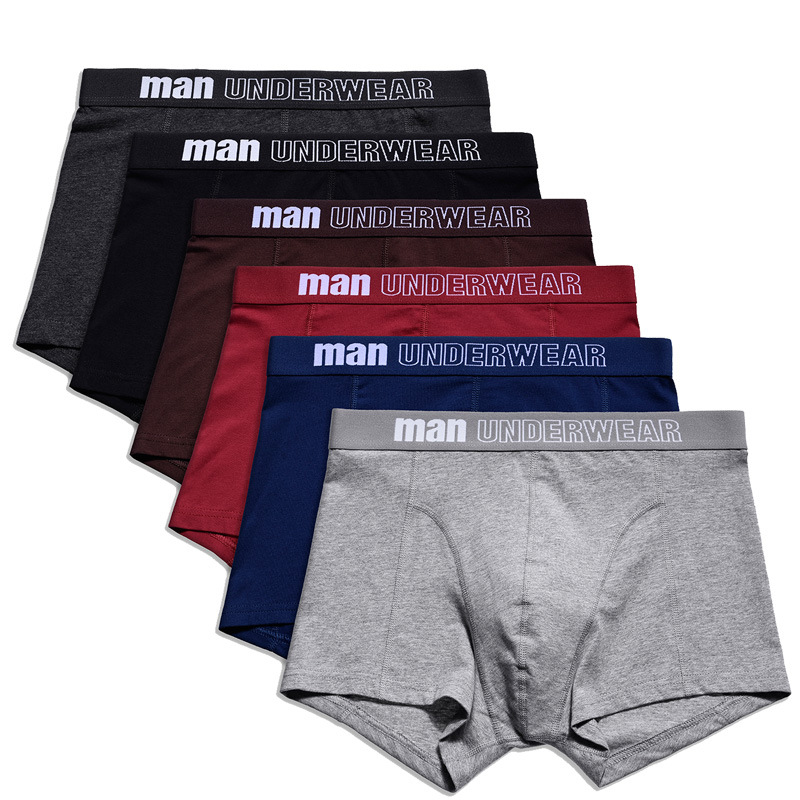 Men's cotton mid-waist plus size loose boxers comfortable breathable boxers (long)