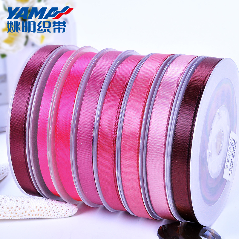 Yao Ming cinta de doble cara al por mayor DIY accesorios para el cabello cinta de poliéster de color 89mm serie roja 185-290