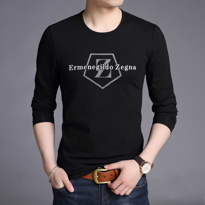 2019 Spring and autumn season new pattern T-shirt Youth leisure time printing T-shirts Long sleeve Men's Socket Primer jacket