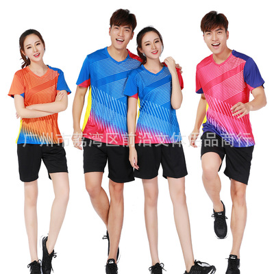 新款情侣装运动服 圆领短袖男女装 速干料羽毛球比赛服套装3073|ms