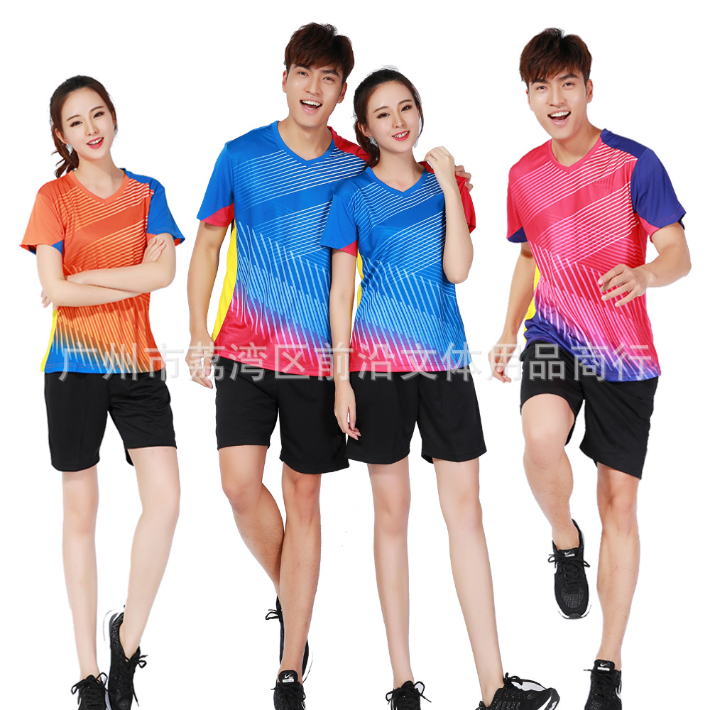 新款情侣装运动服 圆领短袖男女装 速干料羽毛球比赛服套装3073|ms