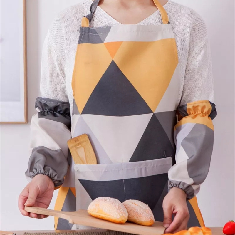 外贸直供新款前口袋拼布围兜围裙家用围裙防污厨房围裙