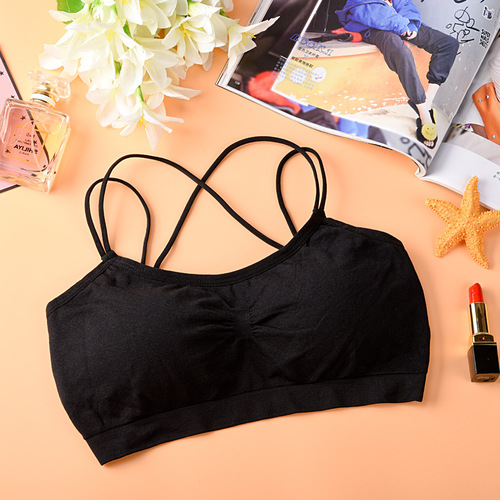 Seamless women's underwear cross-strap bottoming beautiful back wrap tube top with padded vest anti-exposure sexy bra