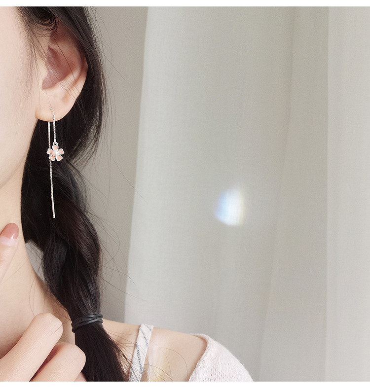 Pendientes de plata esterlina s925 pendientes de perlas de estilo coreano pendientes de flores frescas pendientes de moda de flores para mujer