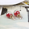 Glossy double-sided earrings, hypoallergenic zirconium