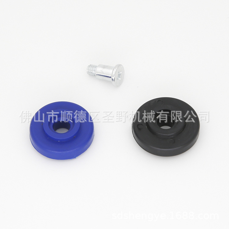 33*10mm蓝色塑料胶轮 玻璃磨边机靠架滑轮黑色橡胶靠背轮