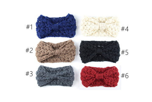 Elegant European and American Knitted Lace Bow Hair Ties Ear Warmers Handmade Braided Headbands Winter Warm Head Accessories