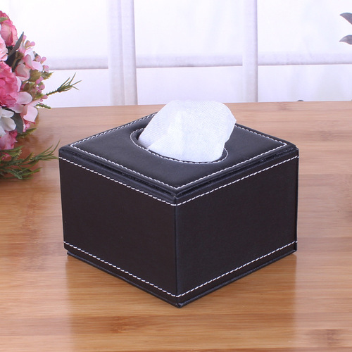 Square restaurant drink paper box gift manufacturer wholesale leather tissue box creative car logo advertising