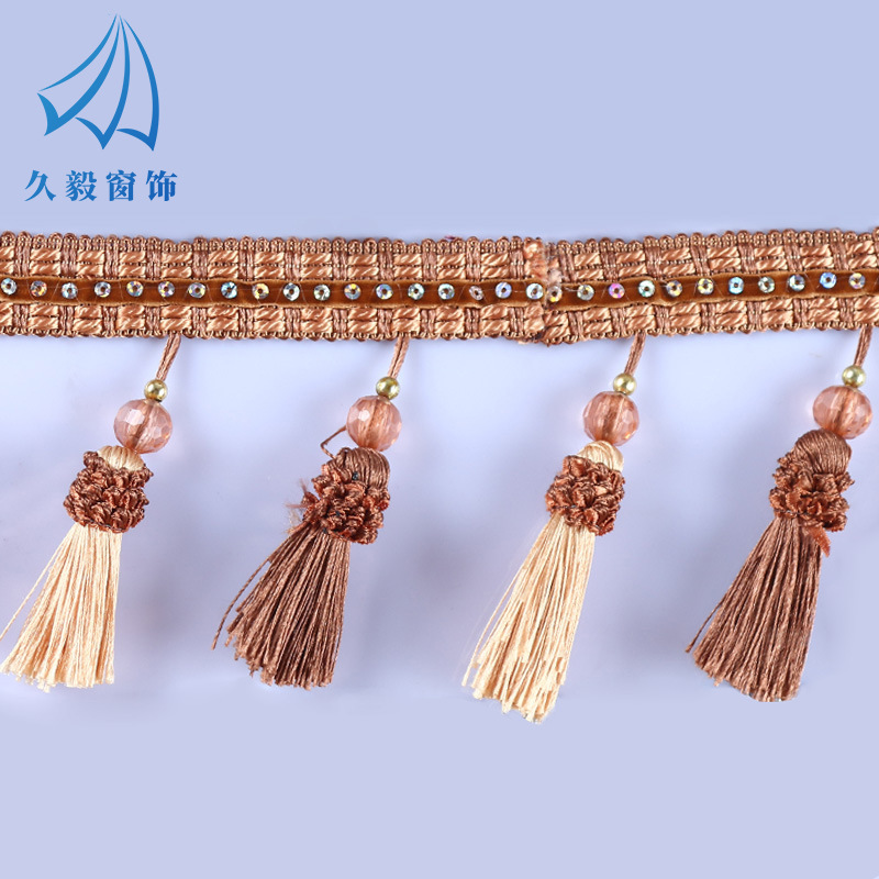 久毅窗饰 亮片双色草莓吊穗 窗帘流苏花边厂家批发