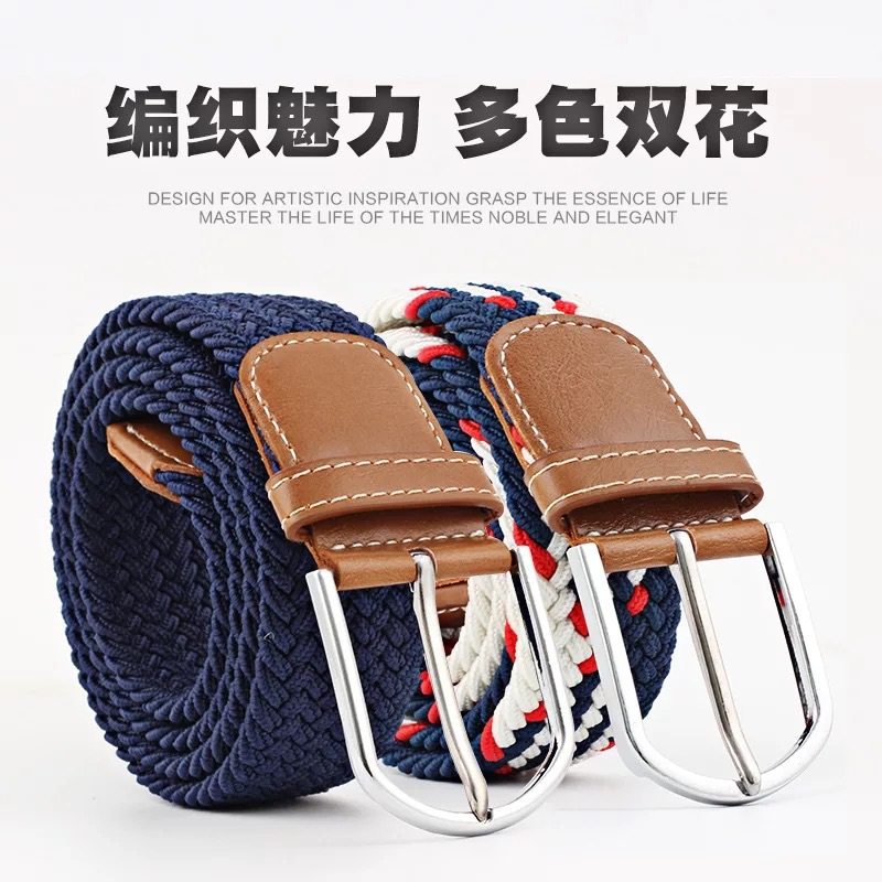 Network explosions ladies canvas belt men's elastic belt leisure elastic knitted buckle belt wholesale