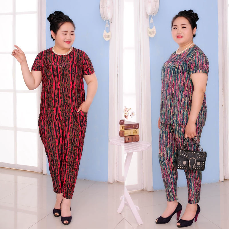 2020 Новый женский летний костюм для мамы, костюм из двух частей, рубашка с короткими рукавами, футболка, брюки, удобрения