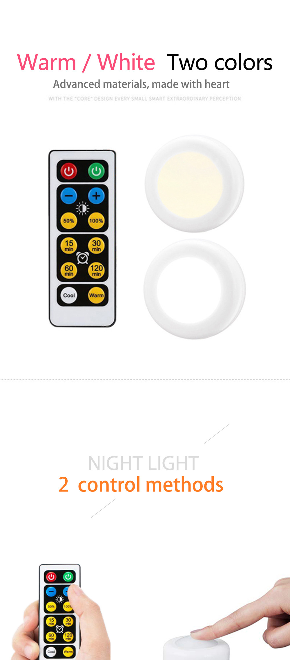 Sensor de Toque Energia da Bateria Adequado para Cozinha Luz do Armário sem Fio Pode Escurecido Dupla Led Noite Lâmpadas Controle Remoto Escada Ser Cor 5 Cheap Luzes para Armários